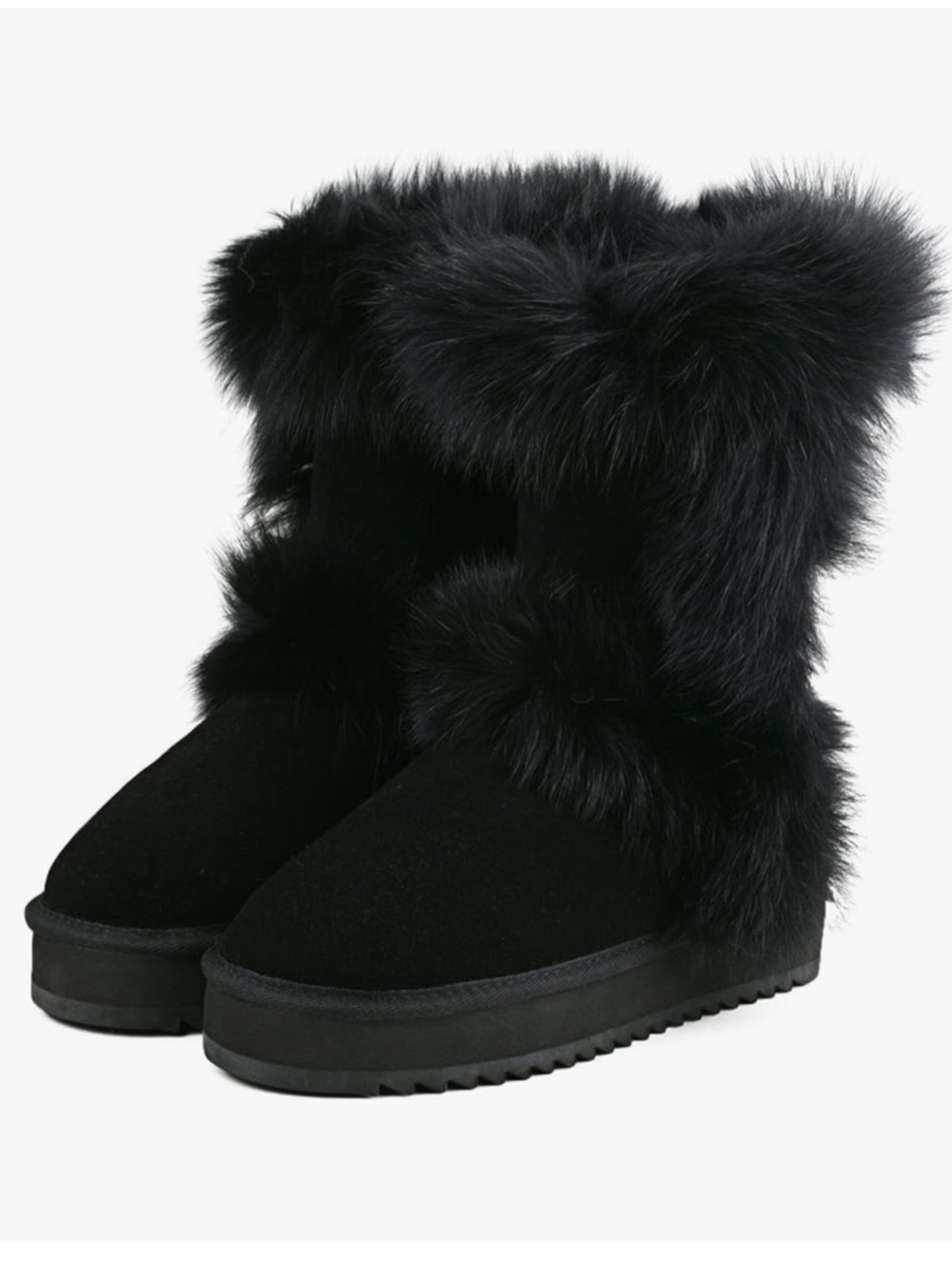 Suede Leather Waterproof Faux Fur Mid-Calf Women's Winter Boot
